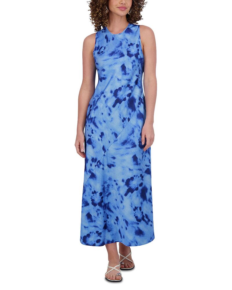 ポイント レディース トップス ワンピース サテン Point Satin Column Dress Blue Tye Dye ブルー