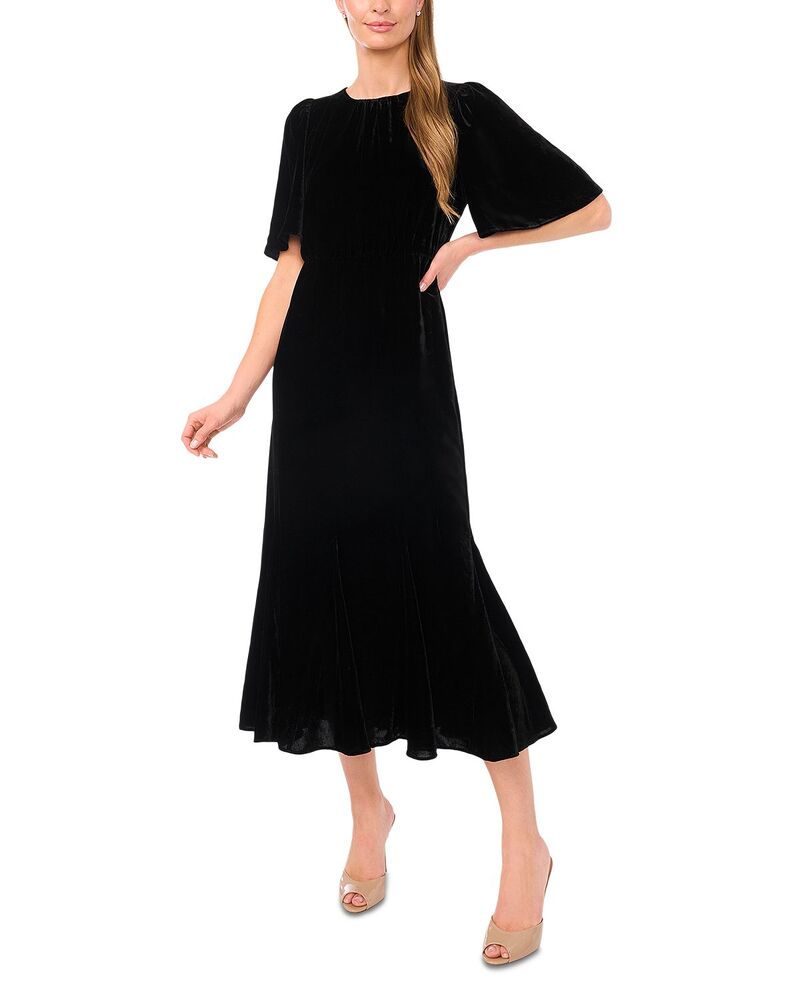 テッドベーカー レディース トップス ワンピース ベルベット Ted Baker Velvet Puff Sleeve Dress Rich Black ブラック