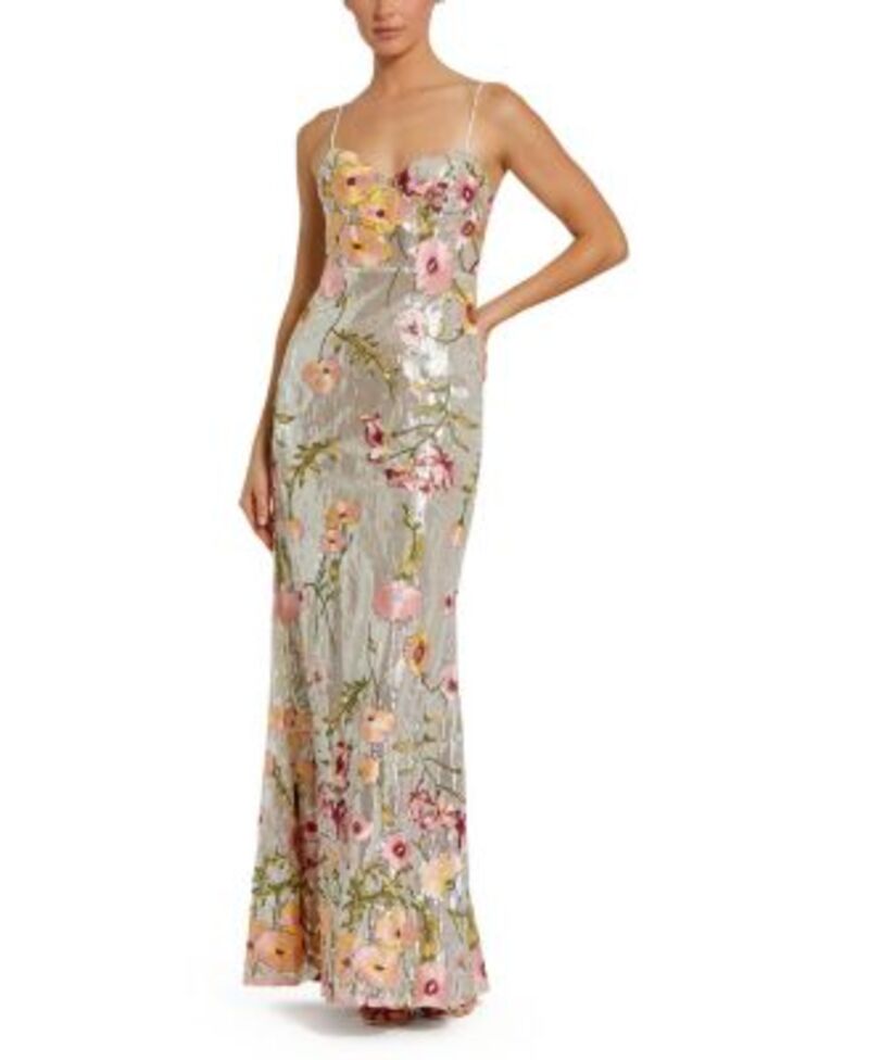 マックダガル レディース トップス ワンピース フラワー柄 ノースリーブ フラワー Mac Duggal Sleeveless Bustier Floral Applique Gown Black Multi ブラック|ReVida 店
