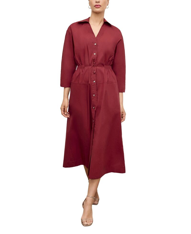 エムエメウラフール レディース トップス ワンピース コットン M.M.LaFleur Women's Boden Al Cotton Poplin Fresco Dress Cinnabar｜ReVida 店