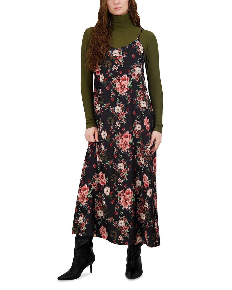 ポイント レディース トップス ワンピース A ライン サテン Point A Line Satin Slip Dress Blurred Floral