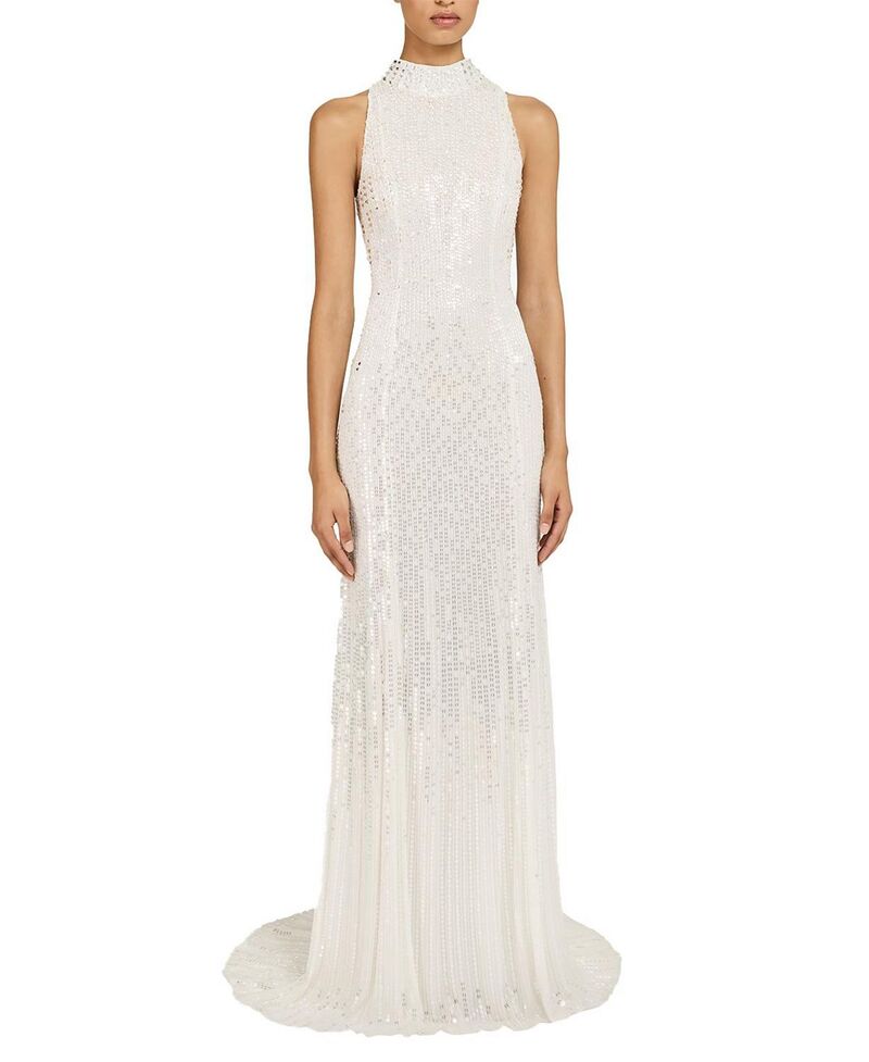 ジェニー・パッカム レディース トップス ワンピースパンコール マキシ Jenny Packham Benue Sequin-Embellished Maxi Dress Vanilla｜ReVida 店