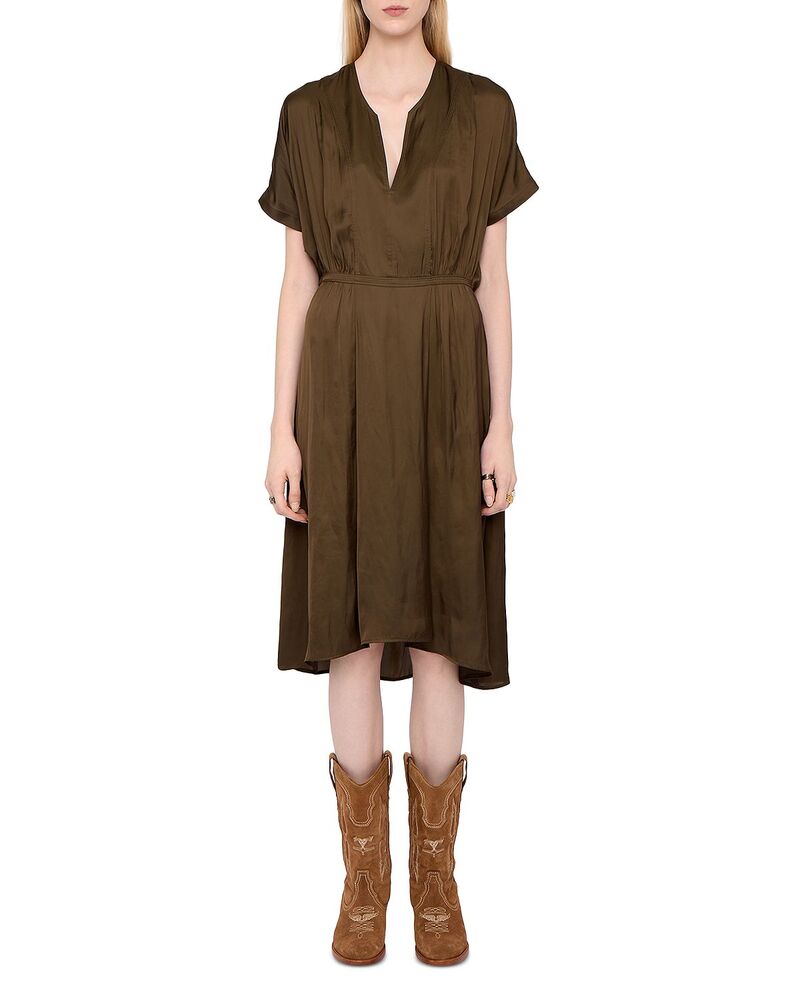 ザディグ エ ヴォルテール レディース トップス ワンピース サテン Zadig & Voltaire Riaz Satin Dress Moss｜ReVida 店