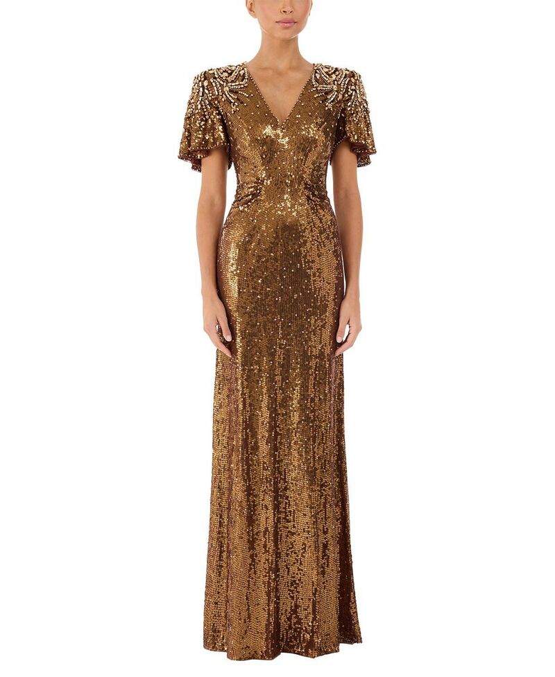 ジェニー・パッカム レディース トップス ワンピースパンコール Jenny Packhamanon Sequin-Embellishedress Bronze|ReVida 店