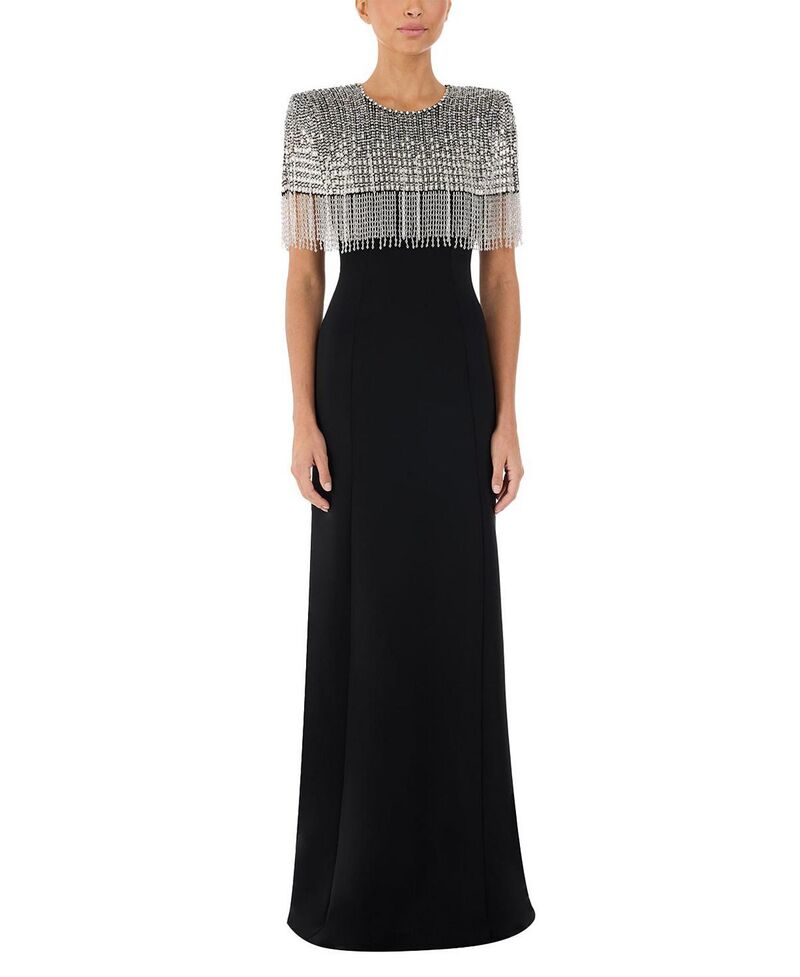 ジェニー・パッカム レディース トップス ワンピース マキシ フリンジ Jenny Packham Sabine Beaded-Fringed Maxi Dress Liquorice｜ReVida 店