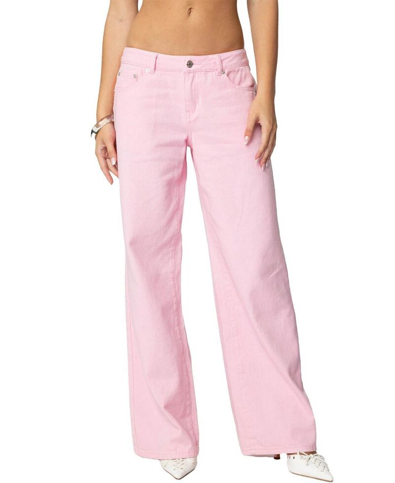 アディクテッド レディース ボトムス デニムパンツ ローライズ ジーンズ Edikted Roman Low Rise Slouchy Jeans Pink ピンク｜ReVida 店