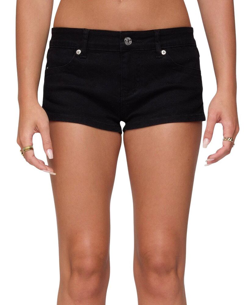 アディクテッド レディース ボトムス ハーフパンツ・ショーツ ローライズ ショートパンツ デニム Edikted Jagger Low Rise Denim Shorts Black ブラック