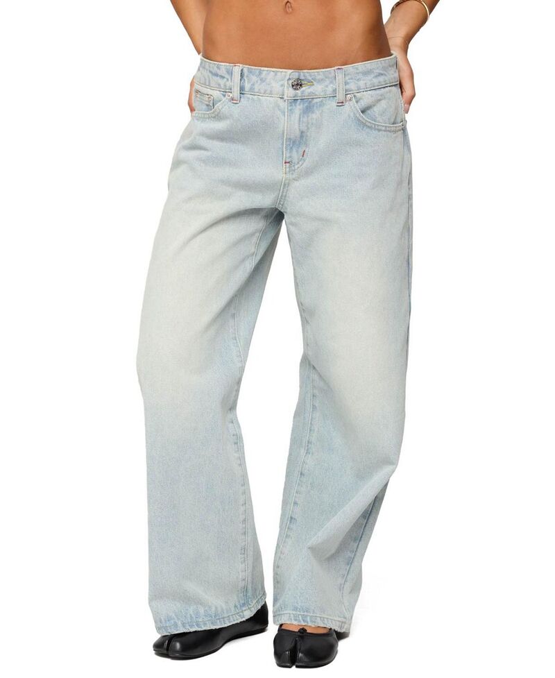 アディクテッド レディース ボトムス デニムパンツ プチ ジーンズ Edikted Petite Ace Relaxed Jeans Light-Blue ブルー