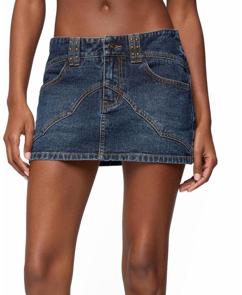 アディクテッド レディース ボトムスカート ミニ デニム Edikted Tory Western Denimini Skirt Dark-Blue ブルー