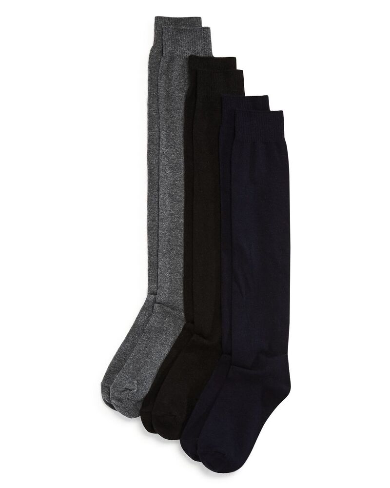 ヒュー レディース アンダーお召しもの ソックス 編み物 HUE Flat Knit Knee Sockset of 3 Graphite Heather Pack 石墨