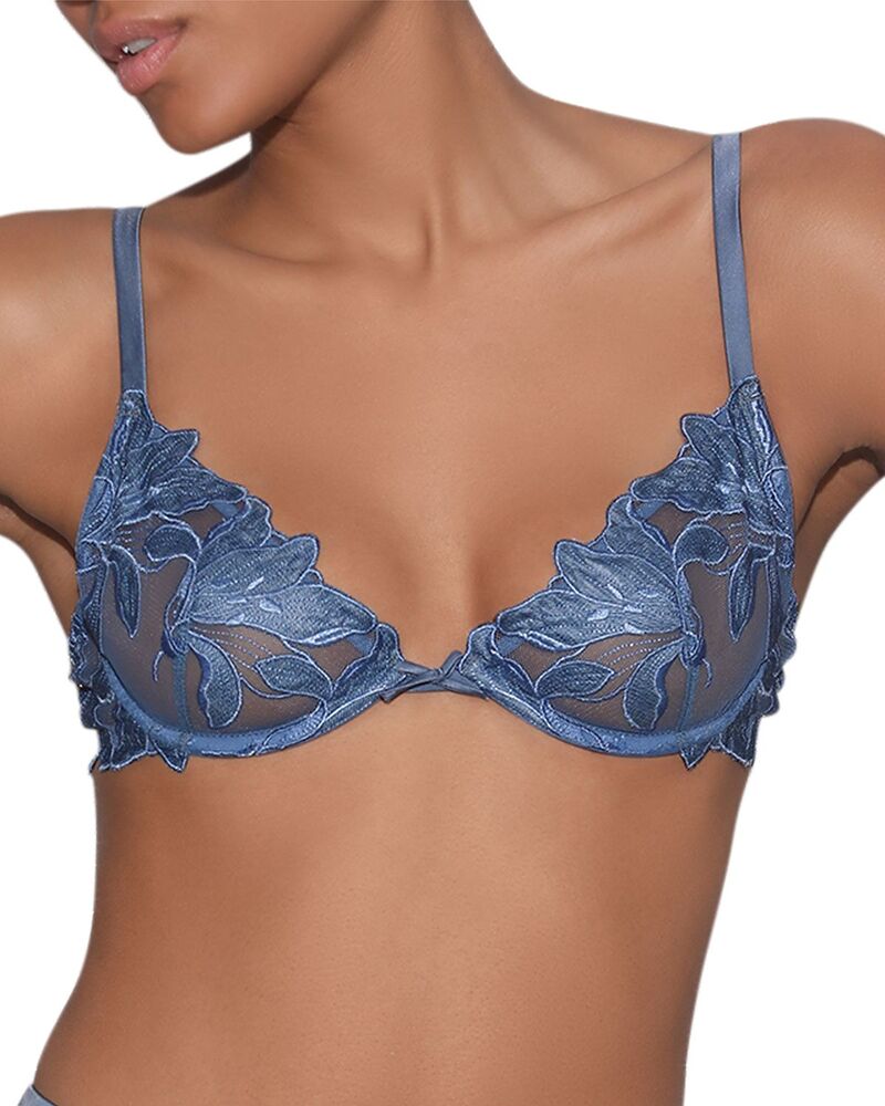 フレーデュマール レディース アンダーウェア ブラジャー 刺繍 Fleur du Malily Embroidered Plunge Demi Bra Spring Demin
