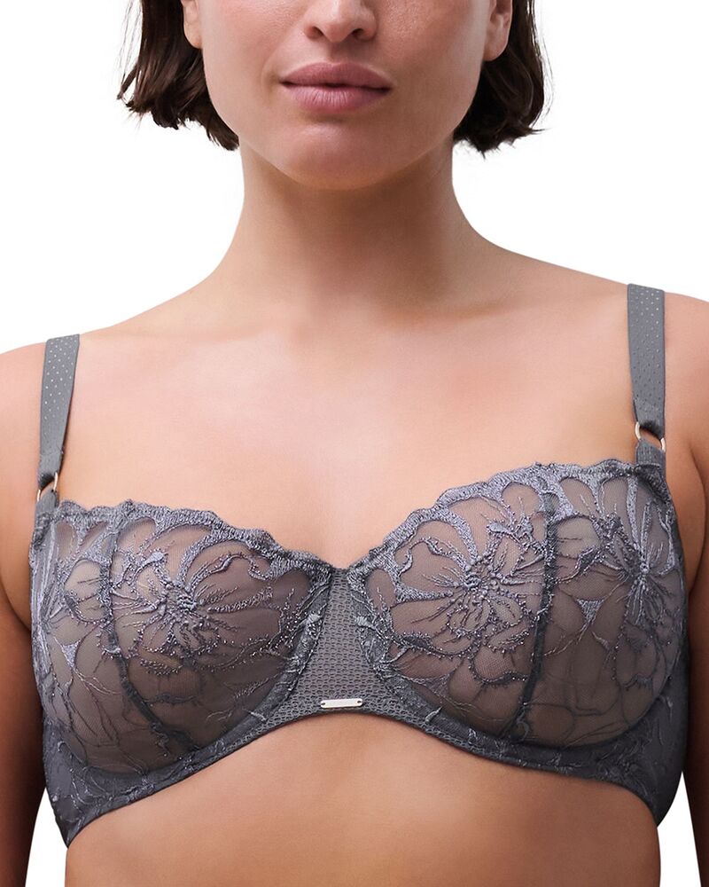 シャントル レディース アンダーウェア ブラジャー Chantelle Fleur Demi Bra Grey Stardust グレー