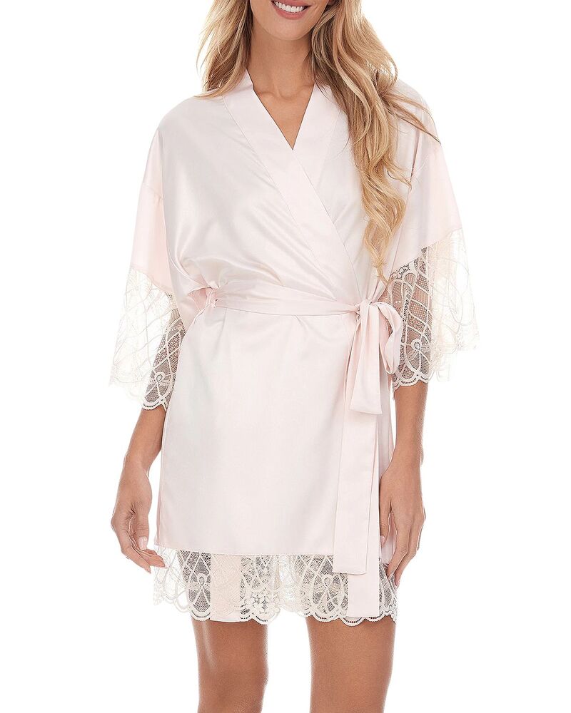 フローラニクルーズ レディース アンダー御召しもの ナイト爵御召しもの 繻子 Flora Nikrooz Gabby Satin Kimono Robe Pink サクラ色