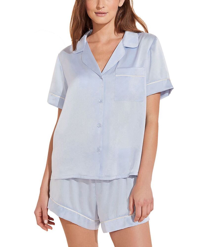 エバージェイ レディース アウター パーカー・スウェット 地絹 Eberjey Inez Washable Silk Short Pajama Set Powder Blue 青碧