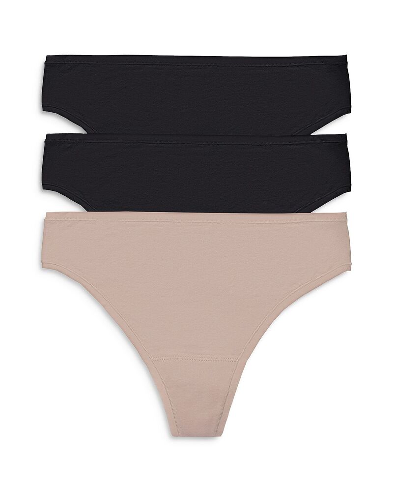 ナトリ レディース アンダーウェア パンツ Natori Bliss Bare Thongs Pack Of 3 Black/Black/Cafe ブラック｜ReVida 店