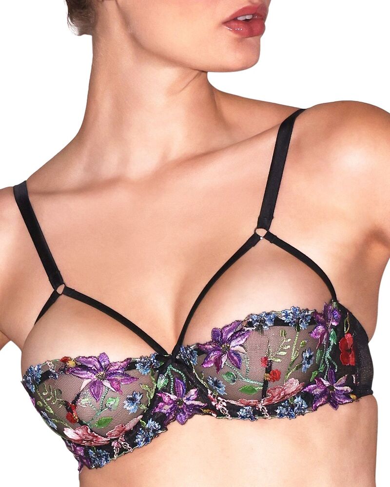 フレーデュマール レディース アンダー御召しもの ブラ Fleur du Mal Wildflower Balconette Bra Black 黒いこと