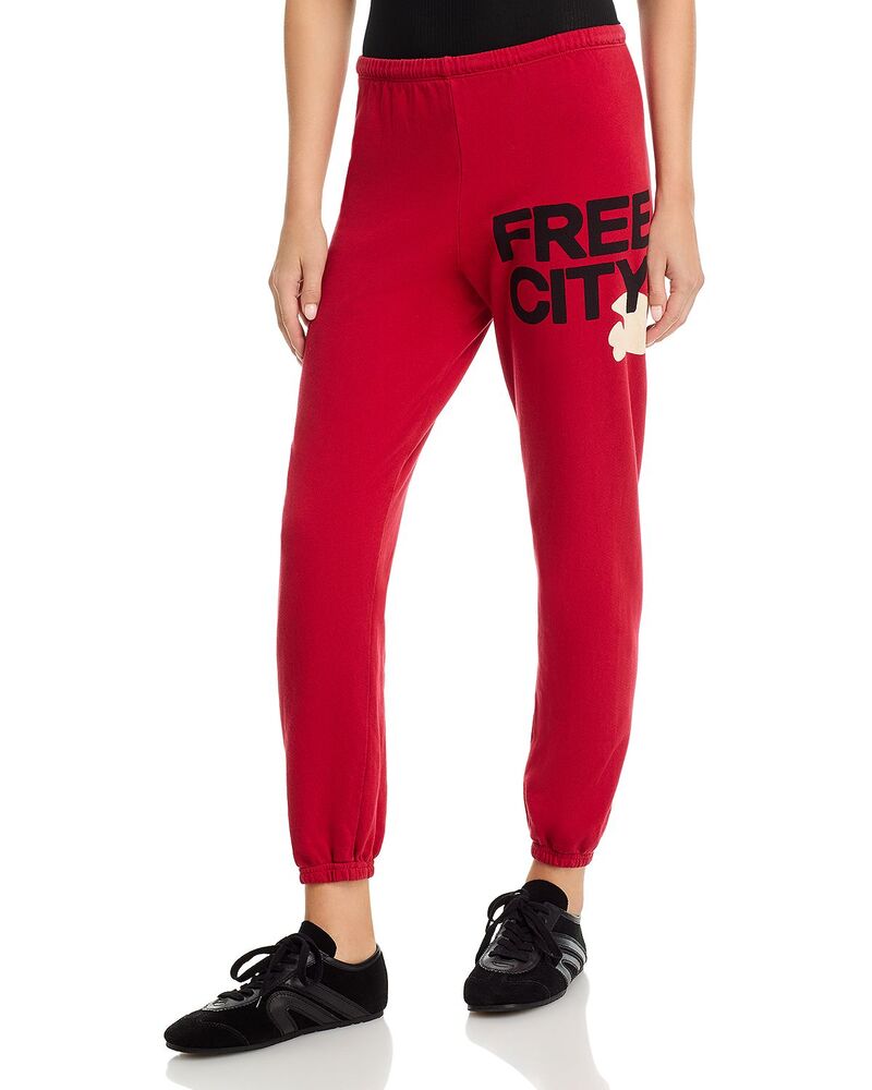 フリーシティ レディース ボトムス カジュアルパンツ スウェットパンツ コットン ロゴ FREECITY FREE CITY Cotton Logo Sweatpants Artyard Red/Cream クリーム｜ReVida 店