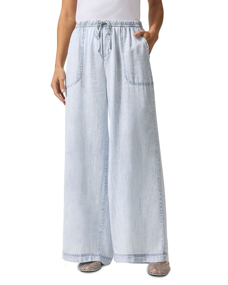 スプレンディット レディース ボトムス カジュアルパンツ Splendid Angie Drawstring Palazzo Pants Bleached Indigo インディゴ｜ReVida 店