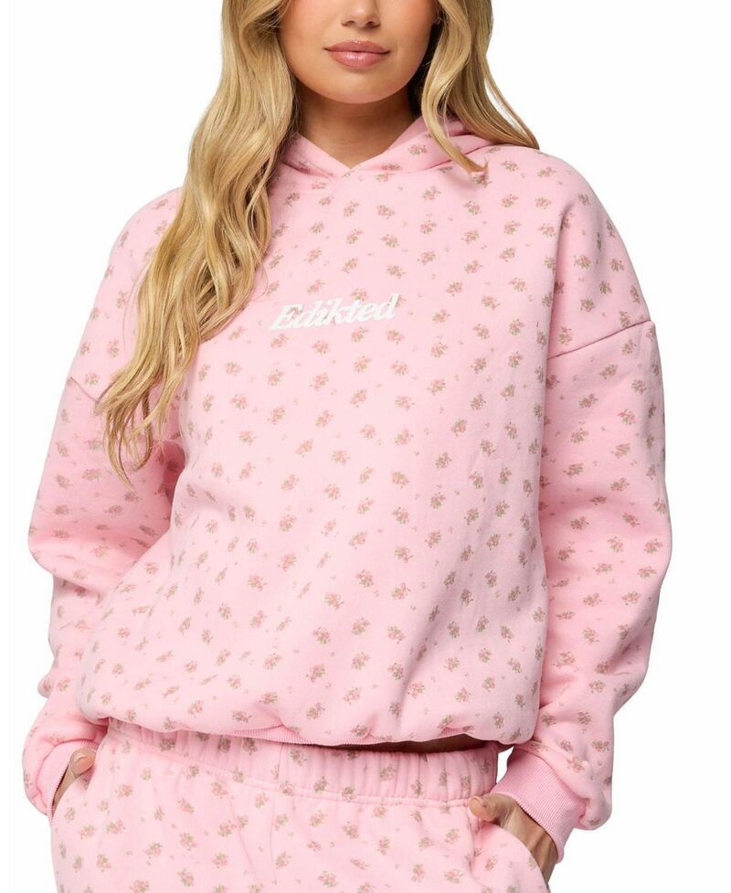 アディクテッド レディース アウター パーカー・スウェット Edikted Flower Power Hoodie Light-Pink ピンク｜ReVida 店