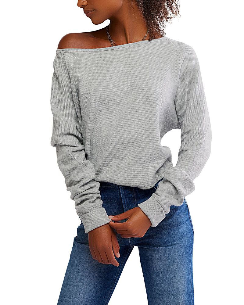 フリーピープル レディース アウター パーカー・スウェット プルオーバー Free People Jess Long Sleeve Sweatshirt Heather Grey 薄墨色