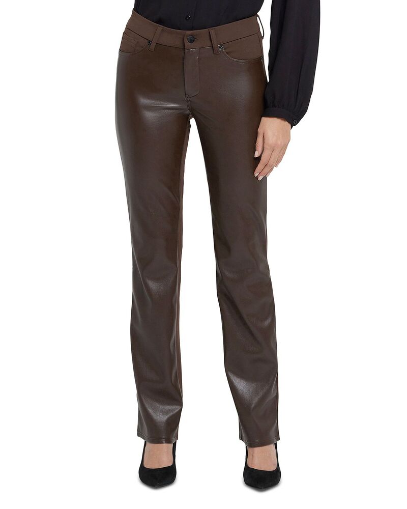 エヌワイディージェイ レディース ボトムス カジュアルパンツ レザー フェイクレザー NYDJ Marilyn Faux Leather Straight Pants Coffee Bean コーヒー 12,586円