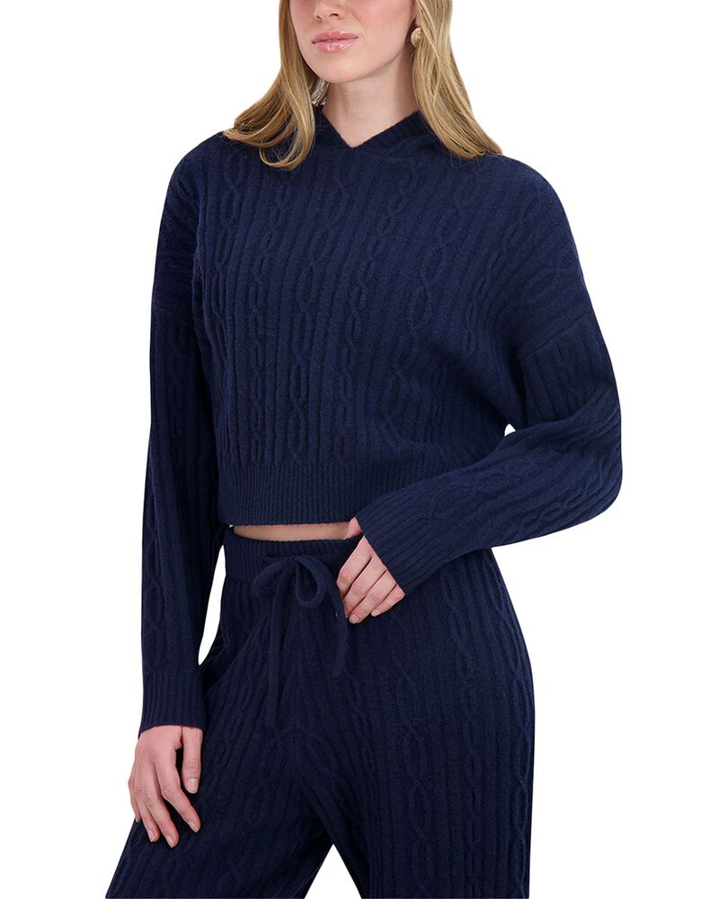 ポイント レディース アウター パーカー・スウェット ニット Point Brushed Cable Knit Hoodie Navy ネイビー|ReVida 店