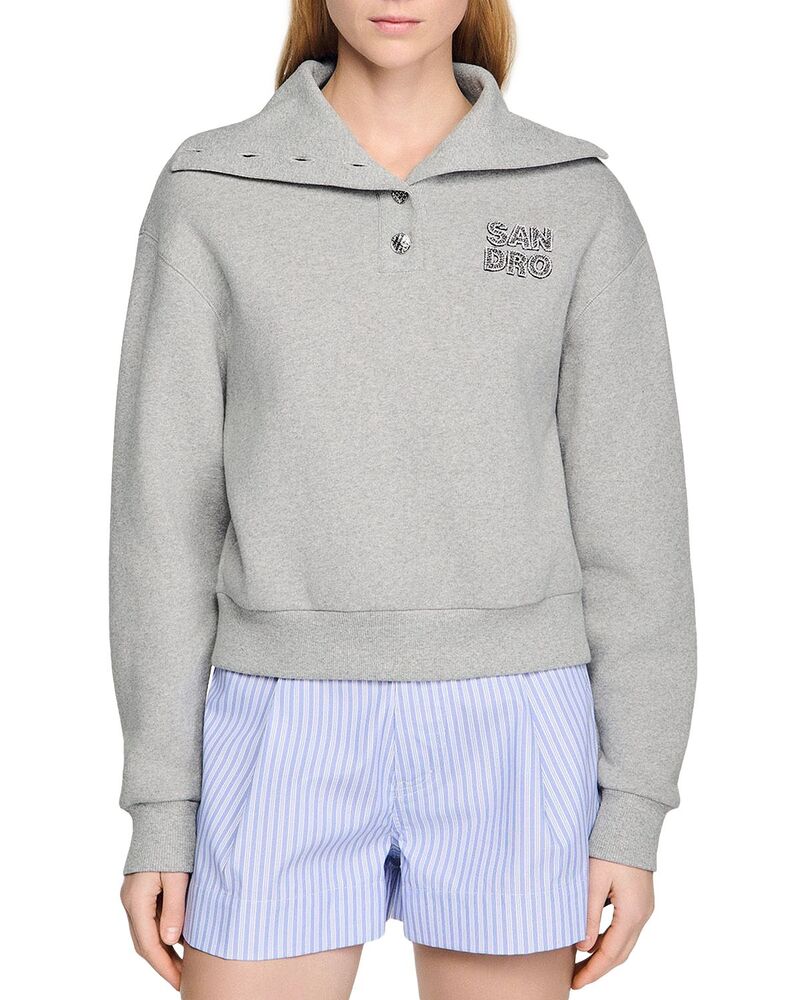 サンドロ レディース アウター パーカー・スウェット シャツ フリース Sandro Fleece Sweatshirt Grey グレー