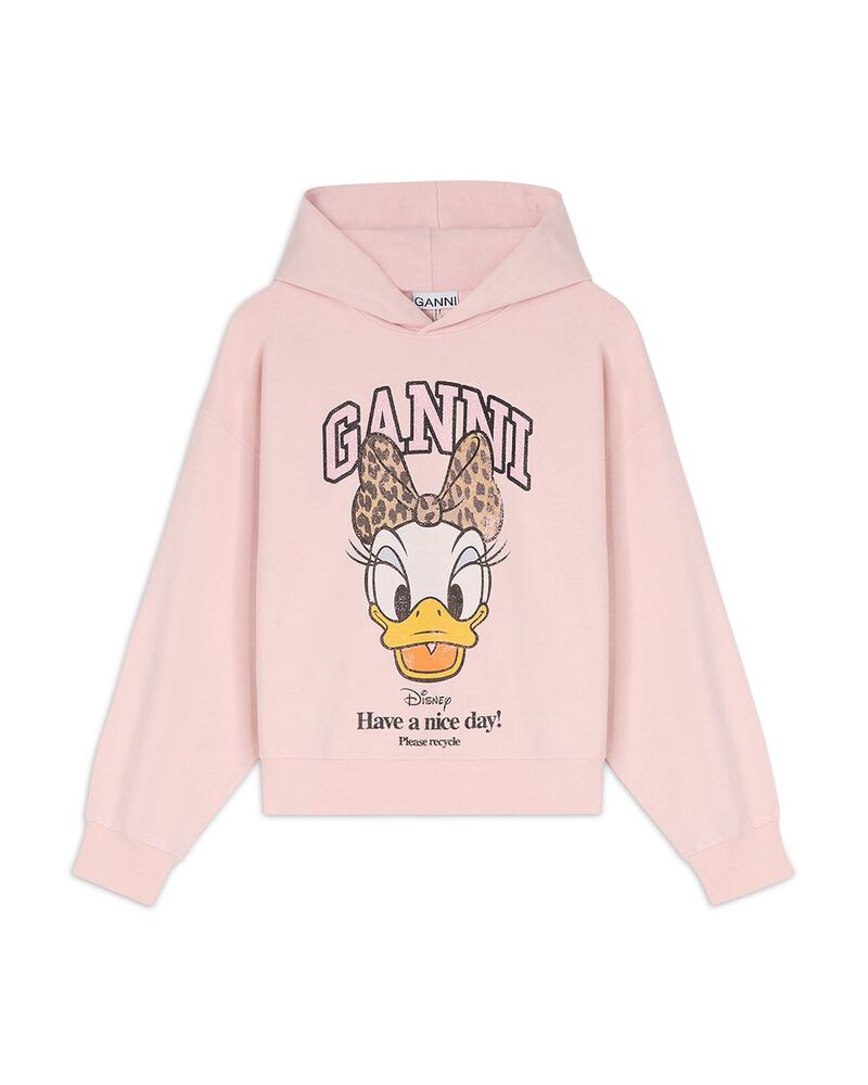 ガニー レディース アウター パーカー・スウェット クロップド GANNI Croppedaisy Duck Hoodie Chalk Pink チョーク