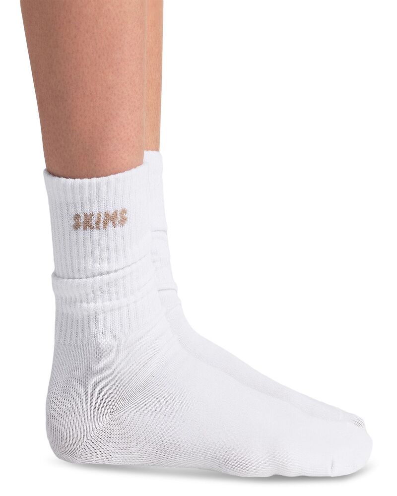 スキムズ レディース アンダーウェア 靴下 リブ SKIMS Ribbed Crew Socks Pack of 3 Snow Logo
