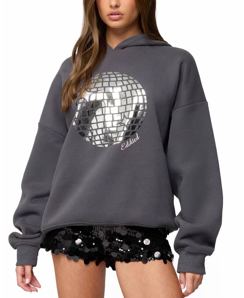 アディクテッド レディース アウター パーカー・スウェット Ediktedisco Ball Hoodie Gray グレー