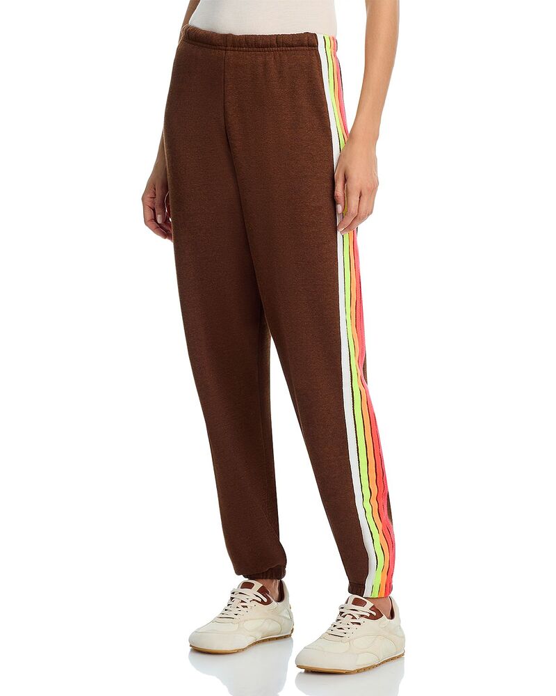 アヴィエイターネイション レディース ボトムス カジュアルパンツ スウェットパンツ Aviator Nation Rainbow Stripe Sweatpants Brown/White Neon ホワイト|ReVida 店