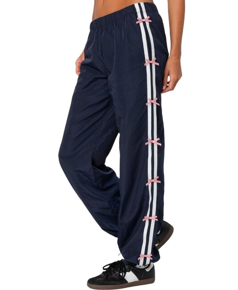 アディクテッド レディース ボトムス カジュアルパンツ トラックパンツ ナイロン Edikted Bow Stripe Nylon Track Pants Navy ネイビー 14,230円