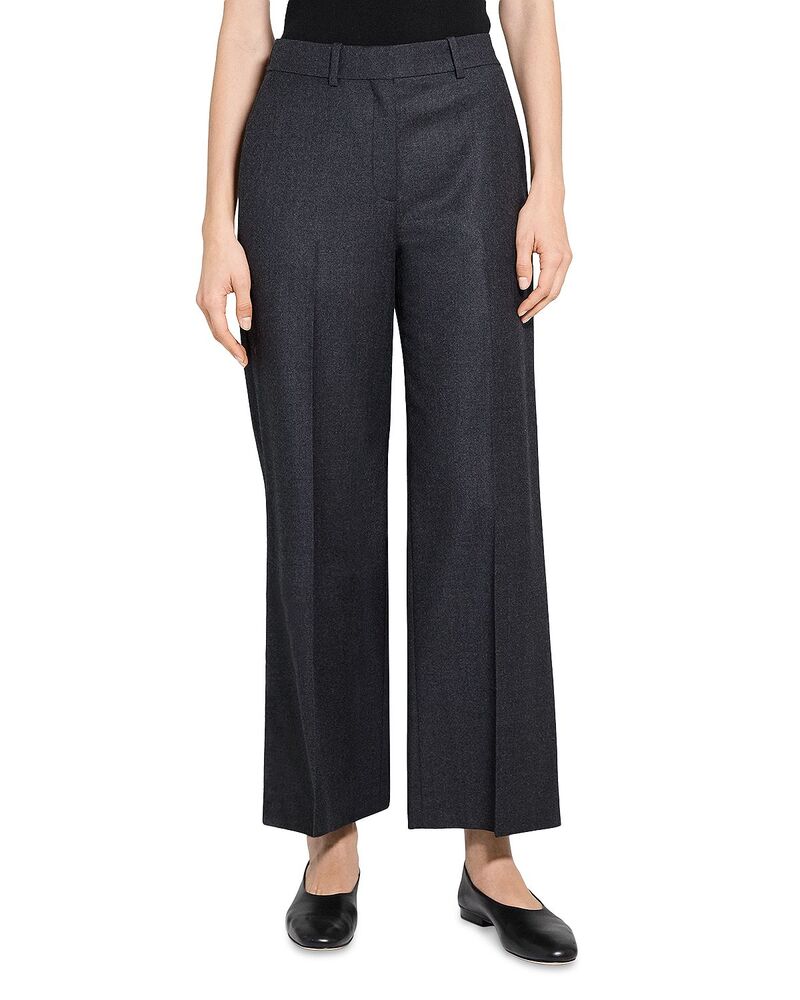 セオリー レディース ボトムス カジュアルパンツ ワイドレッグ ウール Theory Classic Wool Wide Leg Pants New Charcoal Melange チャコール