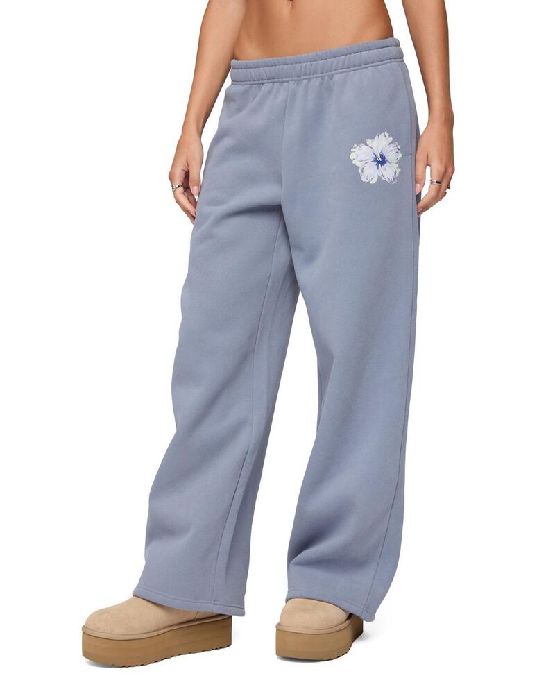 アディクテッド レディース ボトムス カジュアルパンツ スウェットパンツ Edikted Tropical Bloom Sweatpants Blue ブルー
