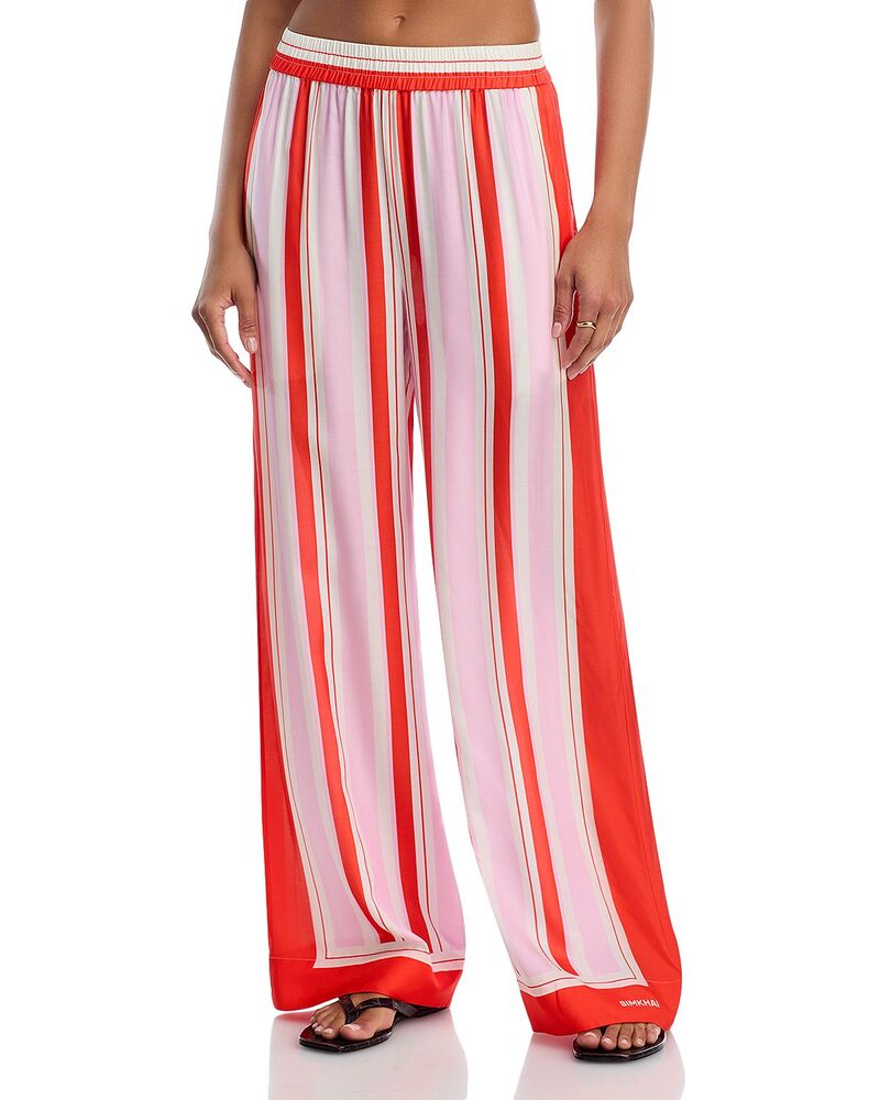 シムカイ レディース アウター パーカー・スウェット 引っ切り無い ズボン下 SIMKHAI Zuna Straight Leg Pajama Pants Tulip Stripe 縞模様