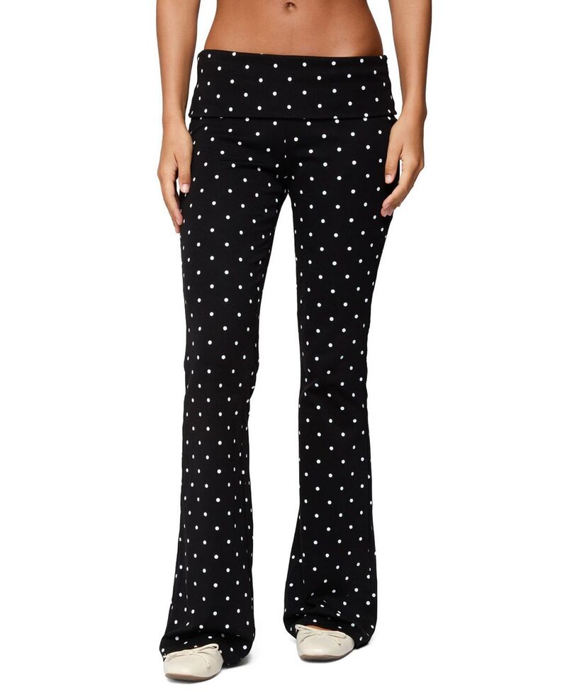 アディクテッド レディース ボトムス カジュアルパンツ ドット柄 ドット Ediktedaliya Polka Dot Fold Over Pants Black ブラック｜ReVida 店