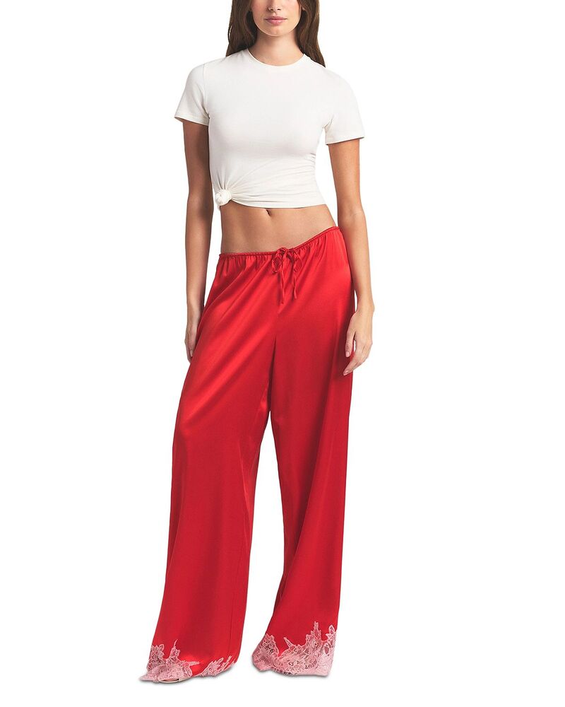 スキムズ レディース ボトムス カジュアルパンツ シルク レース SKIMSilk Blend Lace Hem Pants Ruby Contrast ルビー|ReVida 店