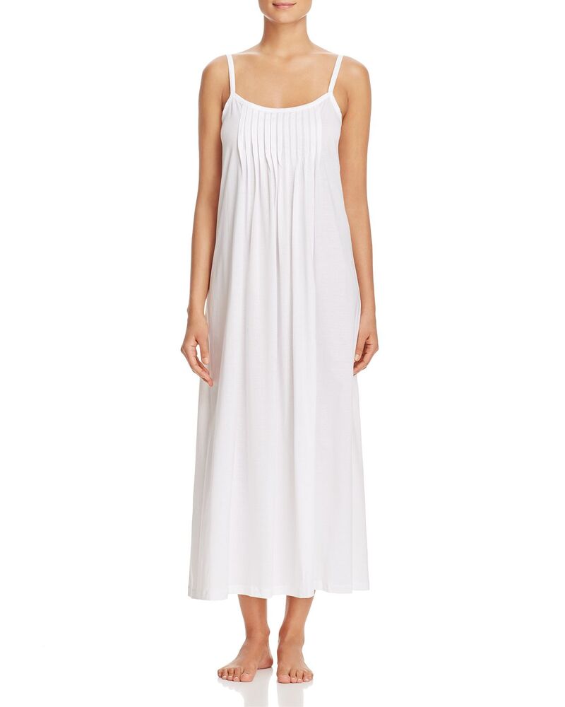 ハンロ レディース アンダー御召しもの ナイト爵御召しもの 筋目 Hanro Juliet Pleated Long Spaghetti Gown White 白いこと