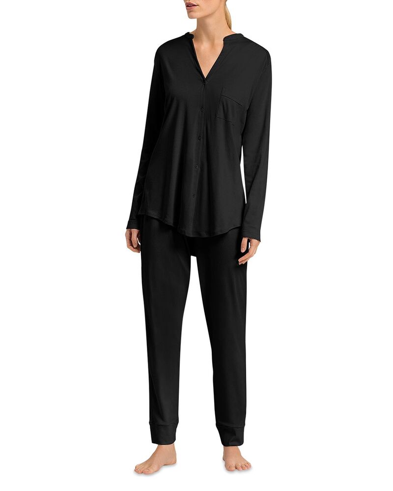 ハンロ レディース アンダー御召しもの ナイト爵御召しもの Hanro Puressence Pajama Set Black 黒いこと