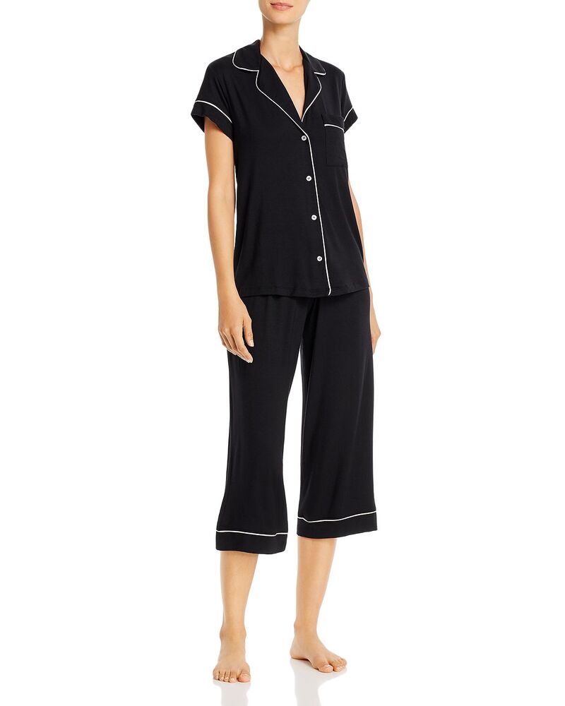 エバージェイ レディース アンダーウェア ナイトウェア Eberjey Gisele Short Sleeve Cropajama Set Black/Sorbet Pink ブラック|ReVida 店