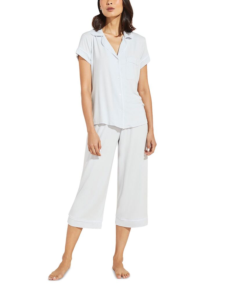 エバージェイ レディース アンダーウェア ナイトウェア Eberjey Gisele Short Sleeve Cropajama Set Ice Blue / Ivory アイボリー 27,820円