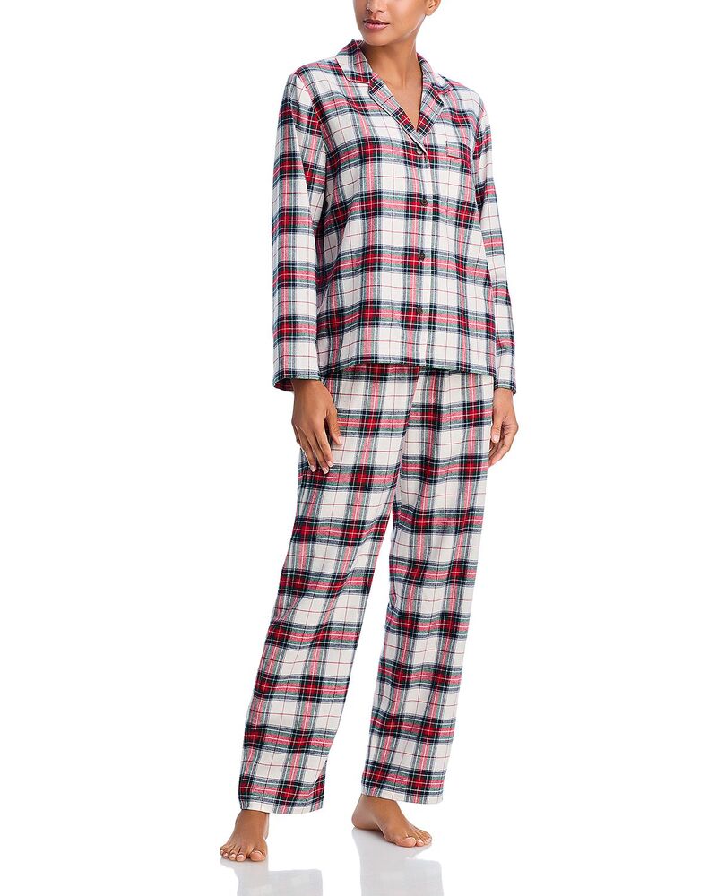 エバージェイ レディース アンダーウェア ナイトウェア Eberjey Flannelong Holiday Pajama Setartan Plaid Ivory/Holly Red アイボリー