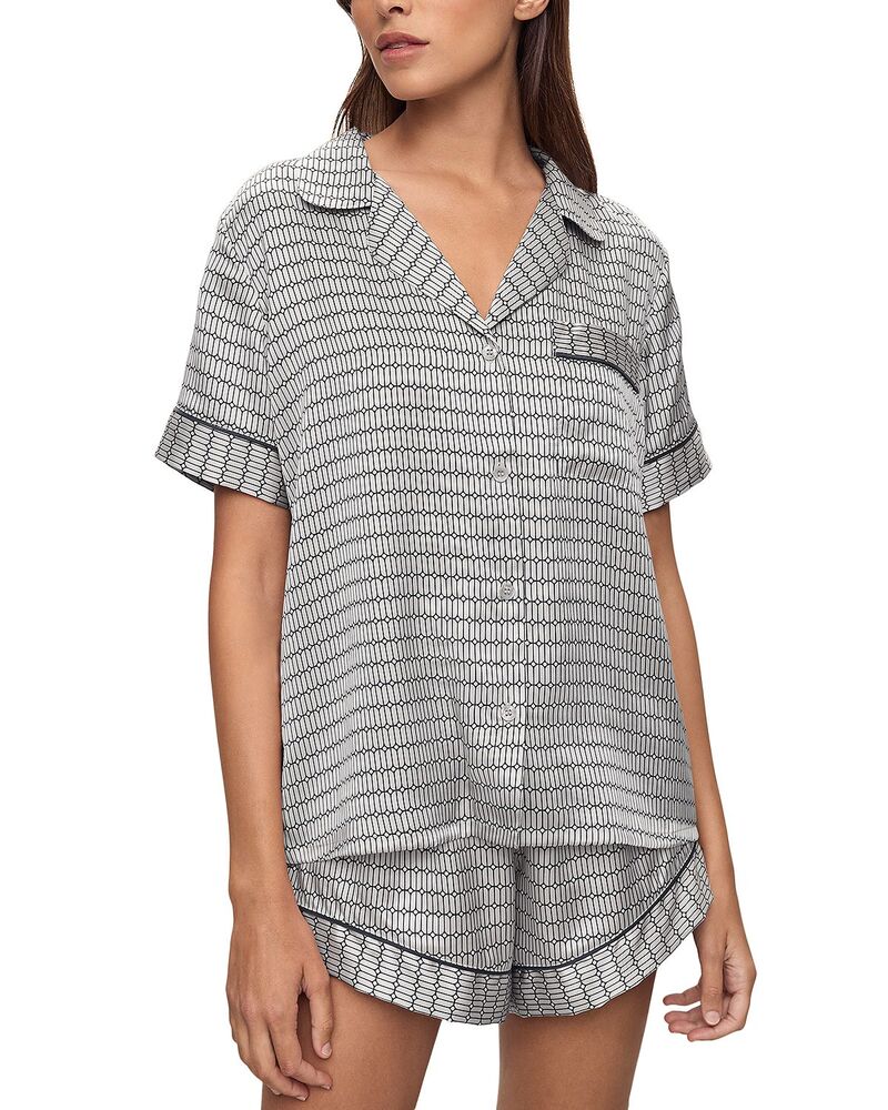 エバージェイ レディース アウター パーカー・スウェット 刷り上げる 絹地 Eberjey Inez Printed Washable Silk Short Pajama Set Stained Glass Lunarock/Navy 米国海軍