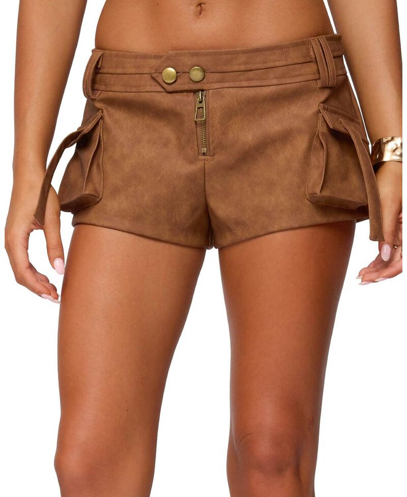 アディクテッド レディース ボトムス ハーフパンツ・ショーツ ショートパンツ Edikted Washed Micro Cargo Shorts Tan タン