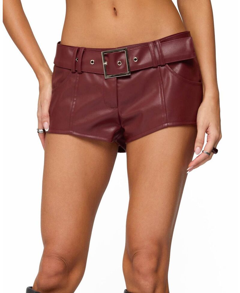 アディクテッド レディース ボトムス ハーフパンツ・ショーツ ショートパンツ Edikted Alba Shorts Burgundy バーガンディ|ReVida 店