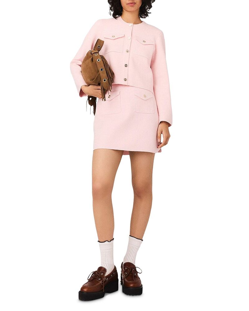 マージュ レディース ボトムスカート ニット Maje Shortopstitched Knit Skirt Pink ピンク