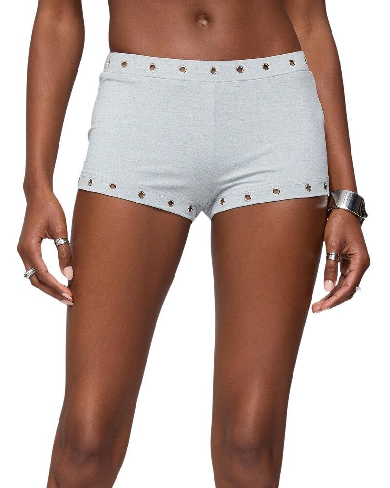 アディクテッド レディース ボトムス ハーフパンツ・ショーツ ショートパンツ Edikted Neriah Grommet Micro Shorts Gray Melange グレー