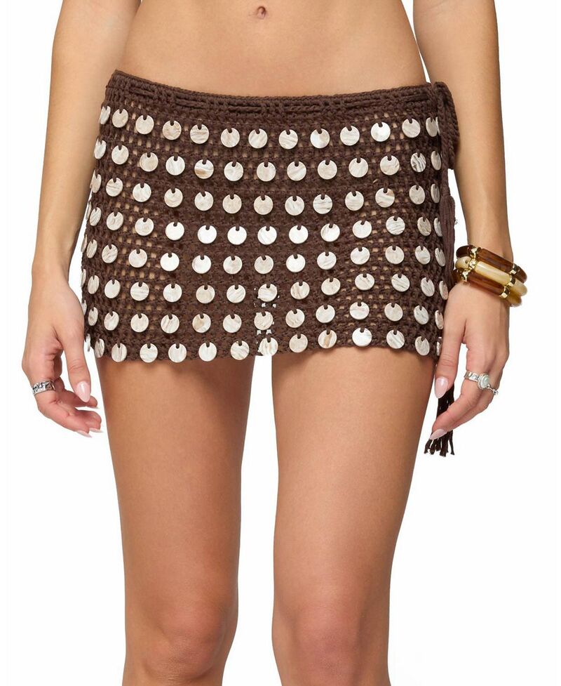 アディクテッド レディース ボトムスカート ミニ Edikted Alora Iridescent Crochet Mini Skirt Brown ブラウン｜ReVida 店