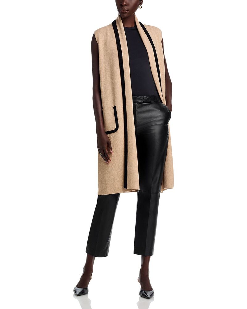 ティー・タハリ レディース アウター カーディガン コントラスト Tahari Contrastrim Long Cardigan Stone Camel Heather ヘザー