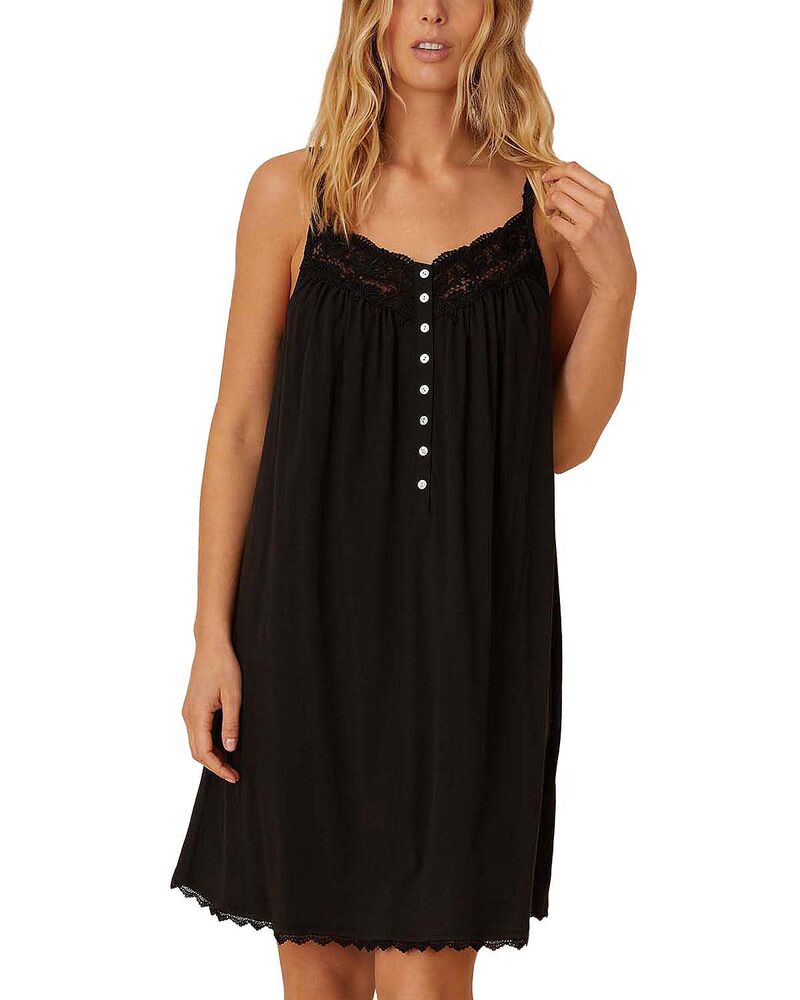 エイレーンウェスト レディース アンダーウェア ナイトウェア レーストリム コットン レース Eileen West Cotton Lace Trim Chemise Black ブラック 19,330円